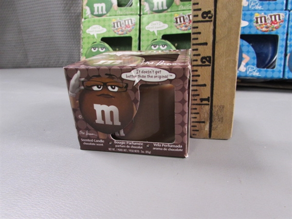 LARGE COLLECTION OF NEW M&M CANDLES - GREAT STOCKING STUFFERS