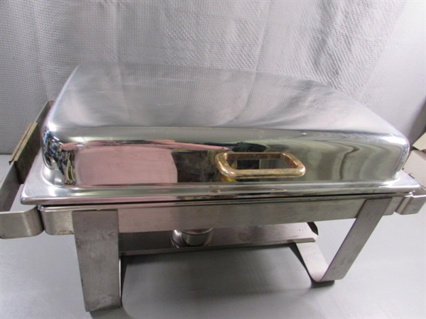 PROFESSIONAL STAINLESS STEEL CATERERS CHAFING DISH W/2 TRAYS