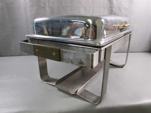 PROFESSIONAL STAINLESS STEEL CATERERS CHAFING DISH W/2 TRAYS