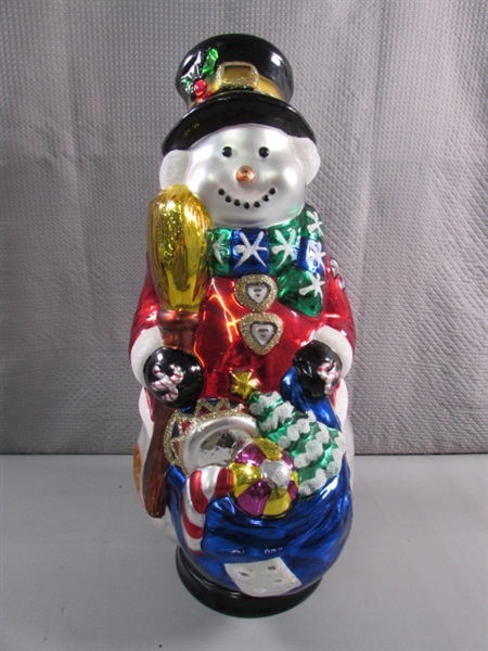 LARGE MERCURY GLASS SNOWMAN DECOR