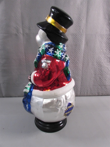 LARGE MERCURY GLASS SNOWMAN DECOR