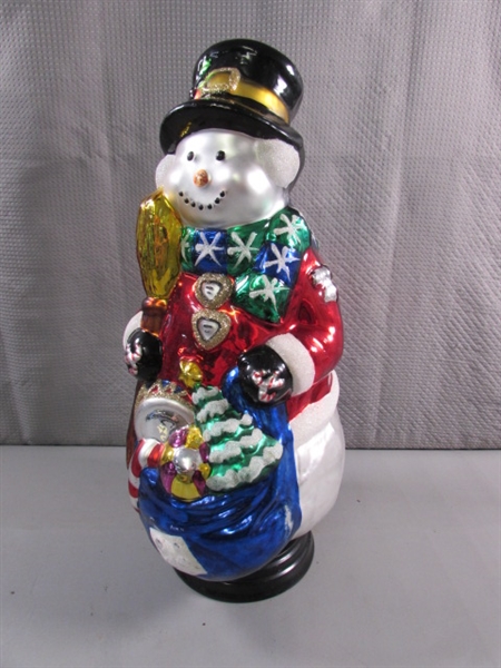 LARGE MERCURY GLASS SNOWMAN DECOR