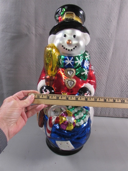 LARGE MERCURY GLASS SNOWMAN DECOR