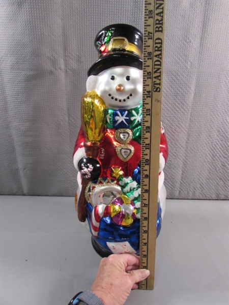 LARGE MERCURY GLASS SNOWMAN DECOR