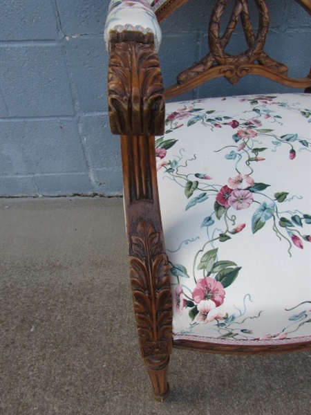 PAIR OF ANTIQUE ARM CHAIRS W/CARVED ACCENTS