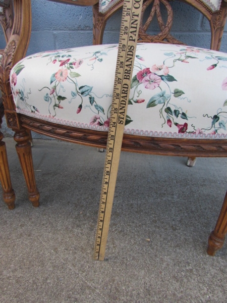 PAIR OF ANTIQUE ARM CHAIRS W/CARVED ACCENTS