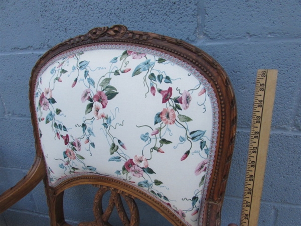 PAIR OF ANTIQUE ARM CHAIRS W/CARVED ACCENTS