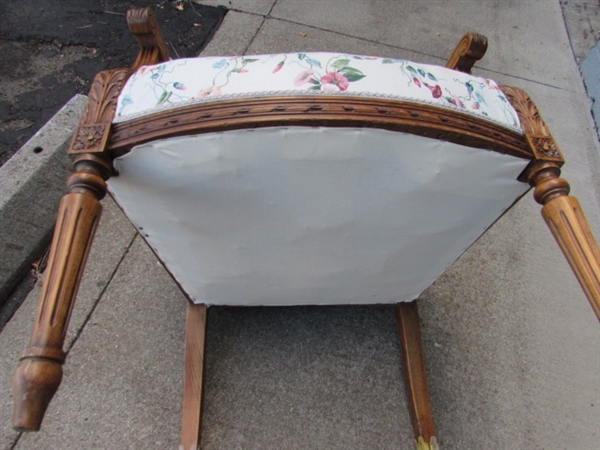 PAIR OF ANTIQUE ARM CHAIRS W/CARVED ACCENTS