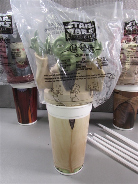 STAR WARS PHANTOM MENACE DRINK TOPPERS W/CUPS & STRAWS