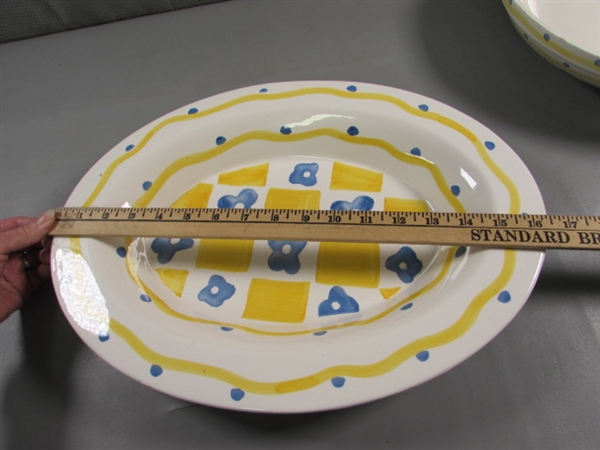 CHEERY YELLOW & BLUE SERVING TRAY & BOWL