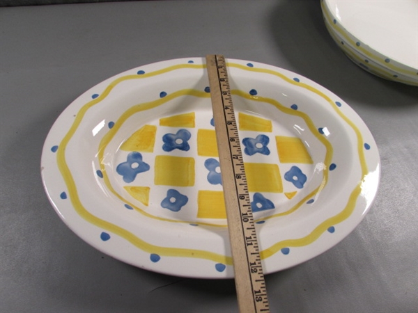 CHEERY YELLOW & BLUE SERVING TRAY & BOWL