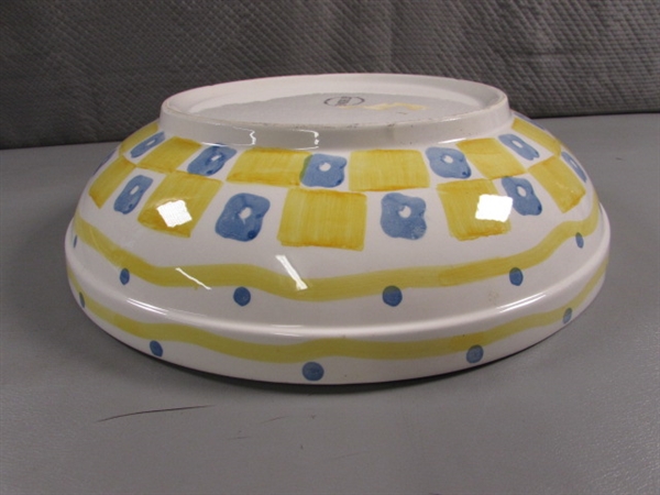 CHEERY YELLOW & BLUE SERVING TRAY & BOWL