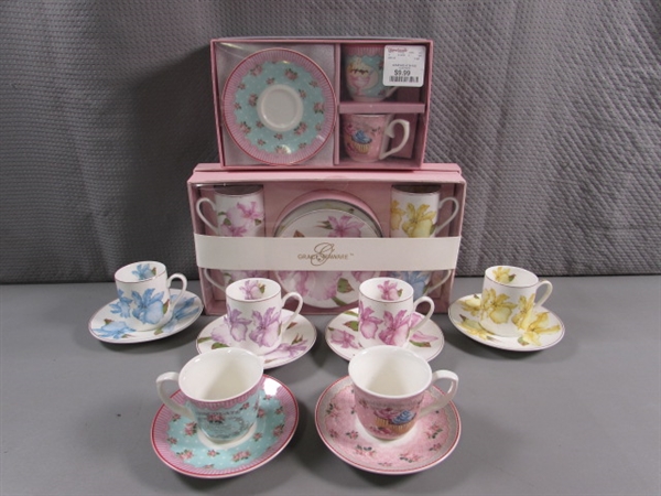 4 MINI TEA SETS - 2 ARE STILL IN ORIGINAL PACKAGES