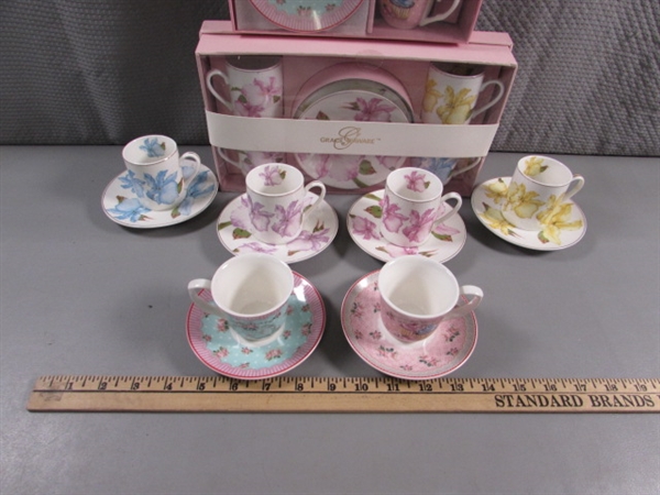 4 MINI TEA SETS - 2 ARE STILL IN ORIGINAL PACKAGES