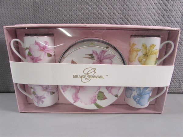 4 MINI TEA SETS - 2 ARE STILL IN ORIGINAL PACKAGES