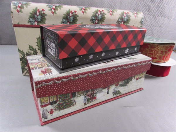 CHRISTMAS BOXES & RIBBON