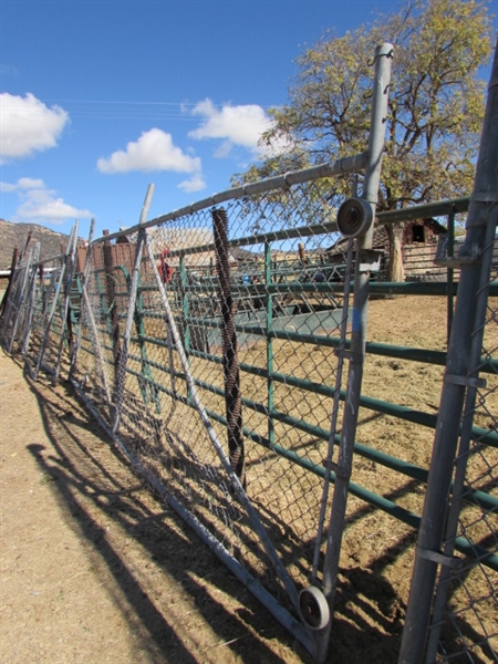 7 FENCE/GATE PANELS - 6' TO 8' +/- TALL