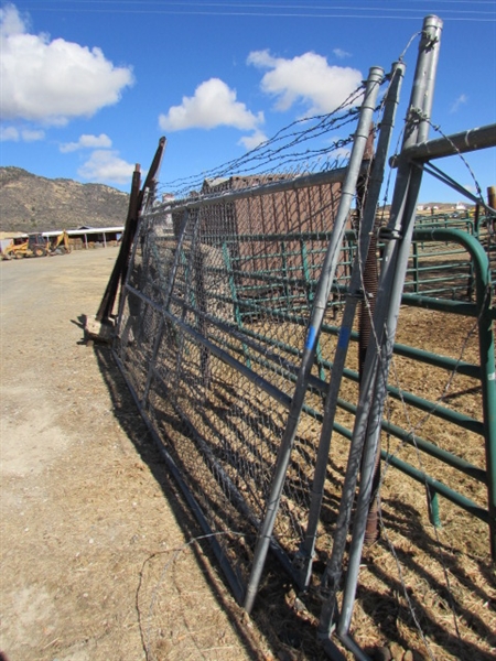 7 FENCE/GATE PANELS - 6' TO 8' +/- TALL