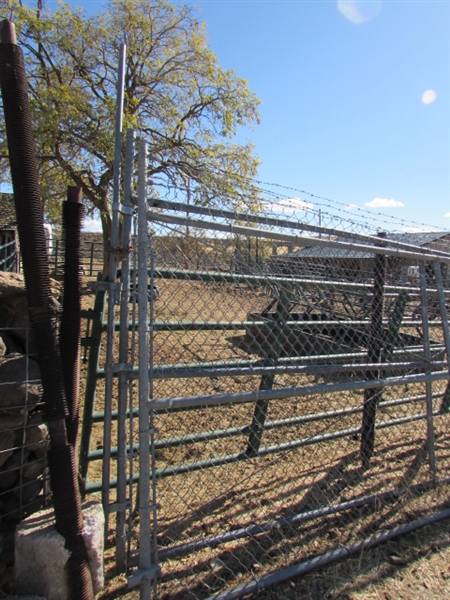 7 FENCE/GATE PANELS - 6' TO 8' +/- TALL