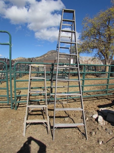 2 VINTAGE WOODEN A FRAME LADDERS