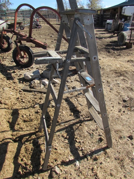 2 VINTAGE WOODEN A FRAME LADDERS