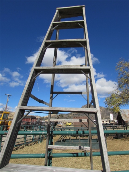 2 VINTAGE WOODEN A FRAME LADDERS