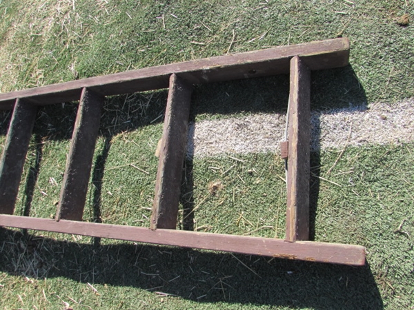 VINTAGE WOODEN LADDER - MISSING 2 RUNGS