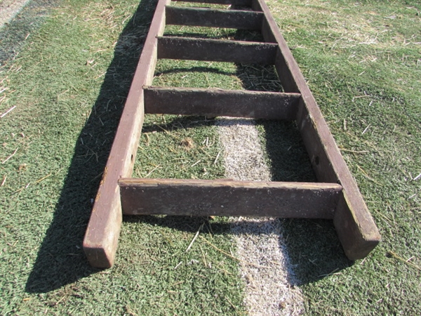 VINTAGE WOODEN LADDER - MISSING 2 RUNGS