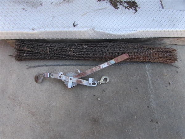 RATCHET PULLER/FENCE STRETCHER & BUNDLE OF FENCE STAYS