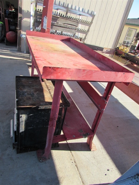 METAL WORK BENCH & 5-DRAWER CABINET