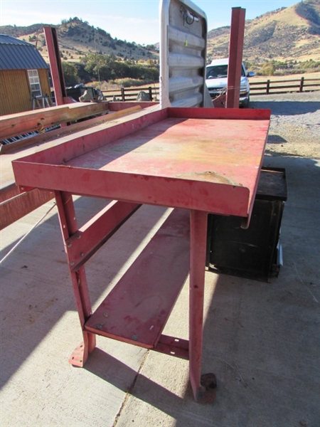 METAL WORK BENCH & 5-DRAWER CABINET