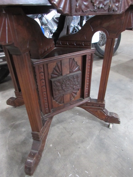 ANTIQUE TABLE W/CARVED DETAILS