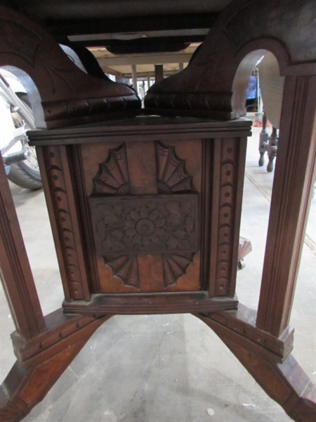 ANTIQUE TABLE W/CARVED DETAILS