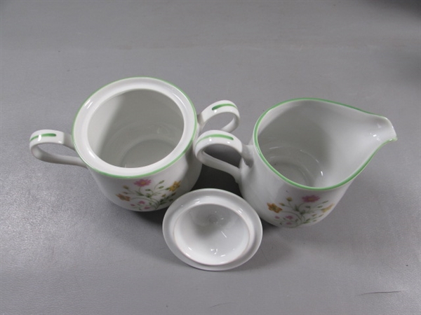 TEA POTS, SUGAR & CREAMER SETS & ANTIQUE FINE CHINA PLATE