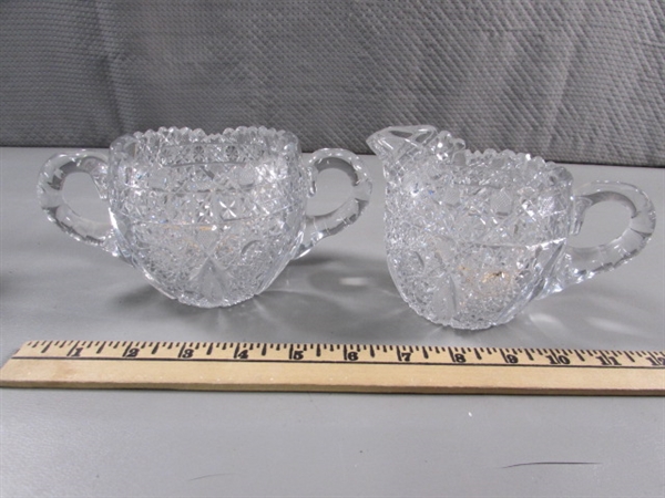 LEAD CRYSTAL SUGAR & CREAMER & FINE CHINA TEA POT