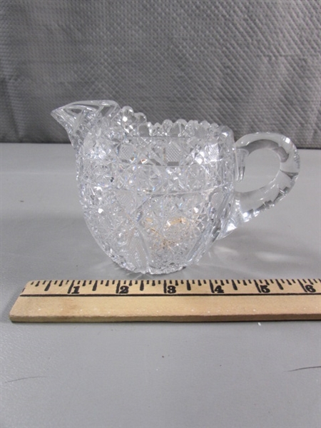 LEAD CRYSTAL SUGAR & CREAMER & FINE CHINA TEA POT