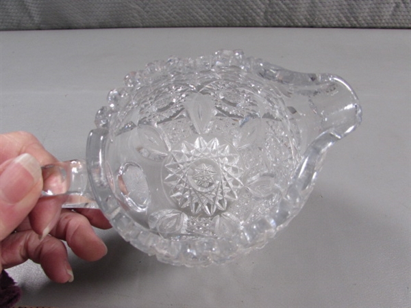 LEAD CRYSTAL SUGAR & CREAMER & FINE CHINA TEA POT