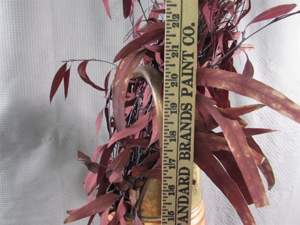 COPPER & BRASS ASH BUCKET W/FOLIAGE