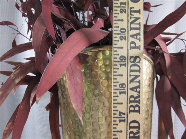 COPPER & BRASS ASH BUCKET W/FOLIAGE