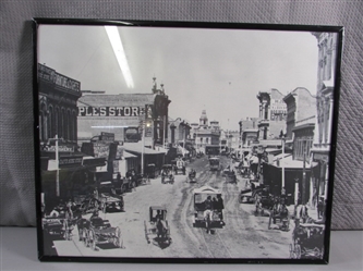 VINTAGE HORSE & BUGGY OLD TIME PRINT/PHOTO - FRAMED UNDER GLASS