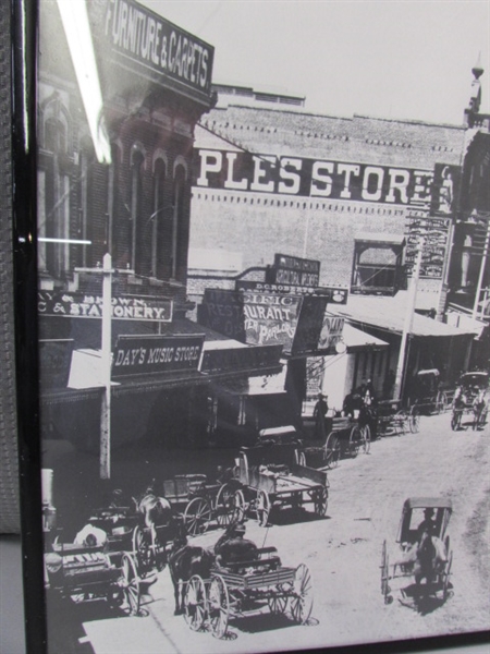 VINTAGE HORSE & BUGGY OLD TIME PRINT/PHOTO - FRAMED UNDER GLASS