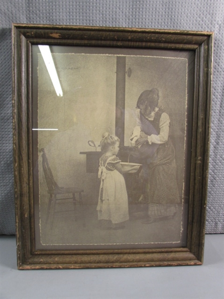 OLD TIME PRINT FRAMED UNDER GLASS