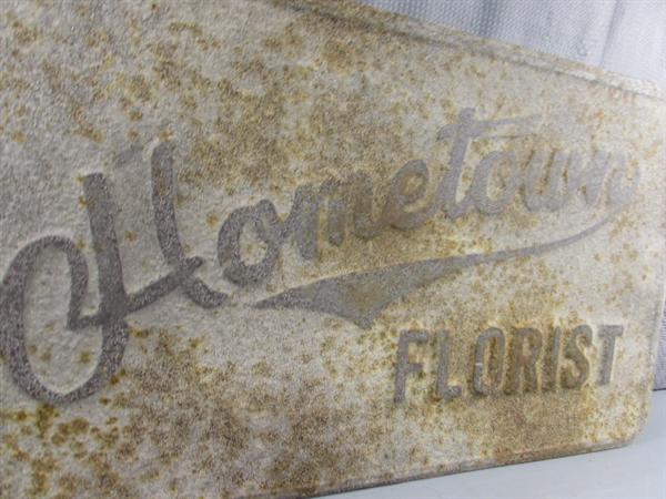 HOMETOWN FLORIST METAL SIGN - NOT OLD