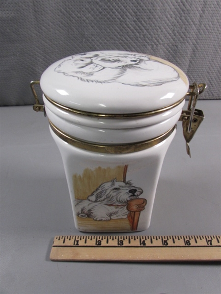 CANISTER WITH HAND DRAWN ART BY BUD SANDFORD 1988