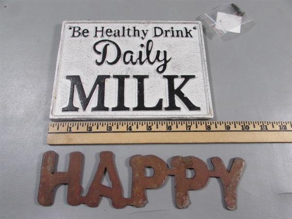 MILK PLAQUE & METAL HAPPY WALL ART