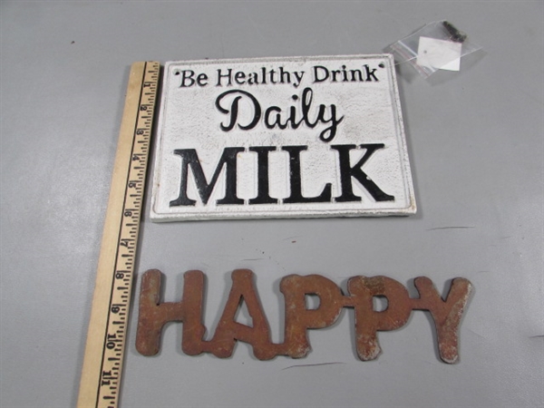 MILK PLAQUE & METAL HAPPY WALL ART