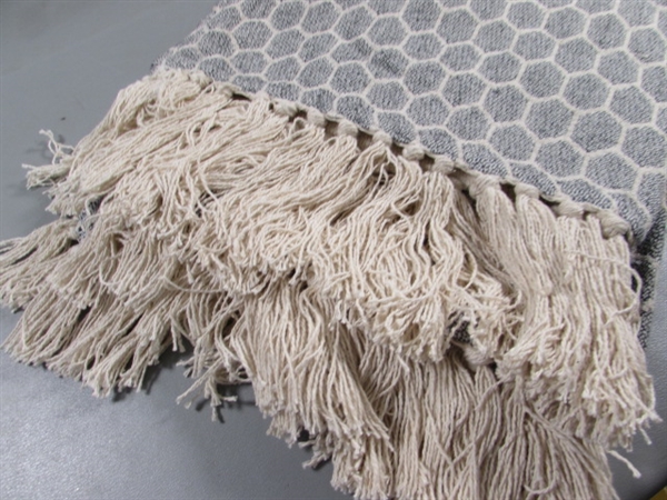 NEW BLACK & WHITE RECYCLED COTTON THROW