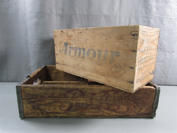 PEPSI-COLA & ARMOUR VINTAGE WOODEN CRATES/BOXES