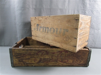 PEPSI-COLA & ARMOUR VINTAGE WOODEN CRATES/BOXES