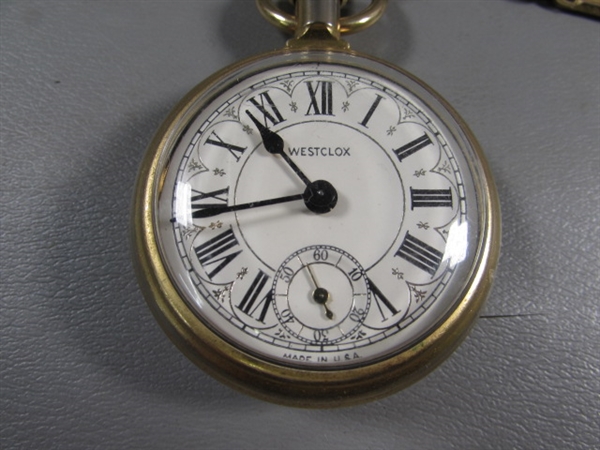 VINTAGE POCKET WATCH W/TRAIN DESIGN